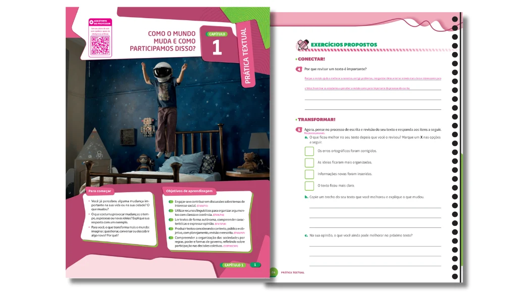 Páginas de Prática Textual da coleção COC
